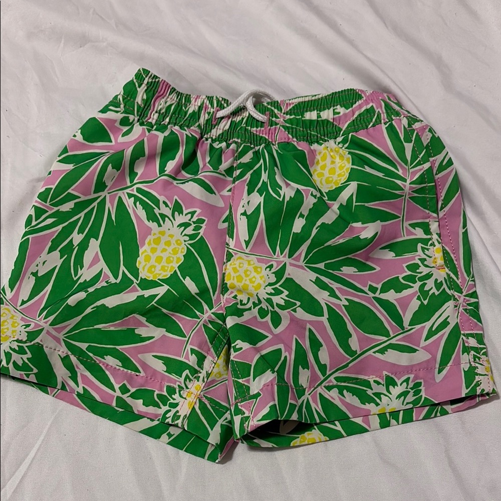 Tropical Leaf Print Toddler boy swim trunks